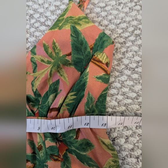 Monteau Linen Blend Tropical Palm Tree Parrots Print Dress Small - Picture 7 of 8